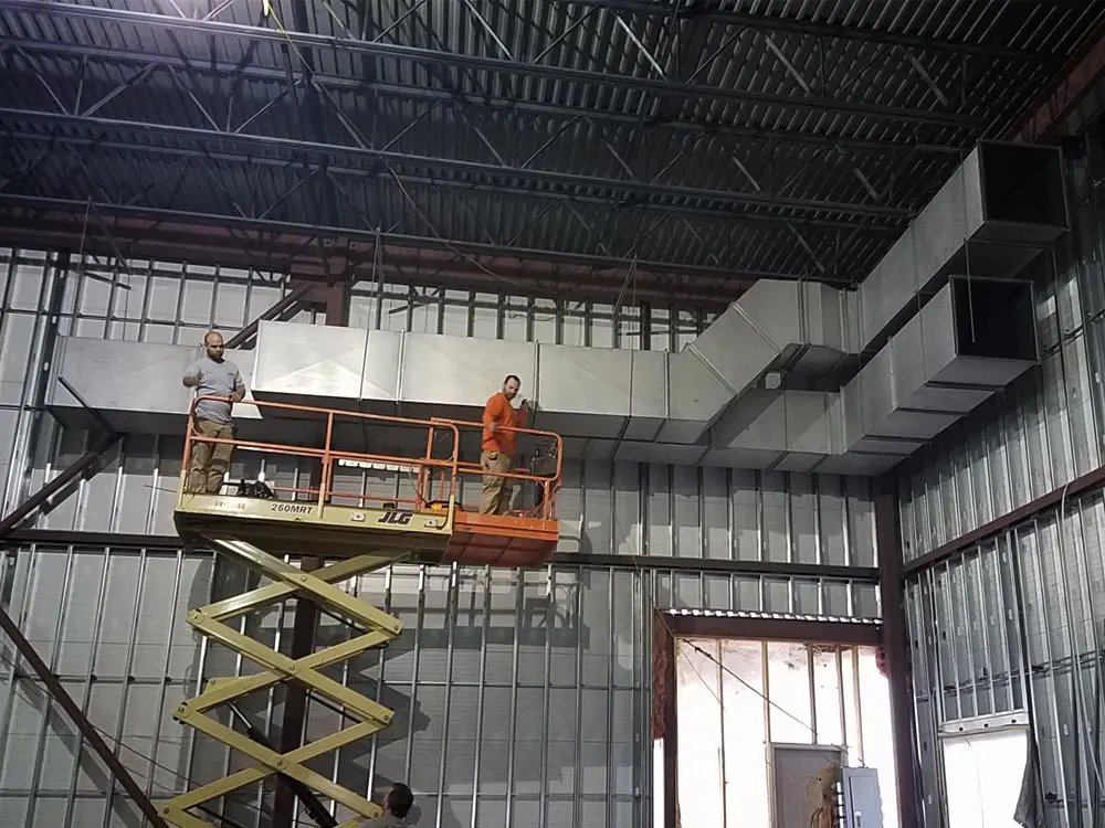 HVAC duct installation at First Christian Church