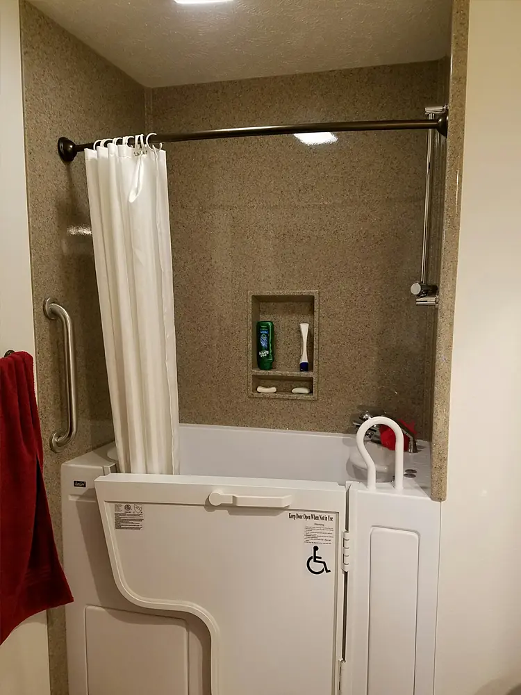 Walk-in tub installation for accessibility