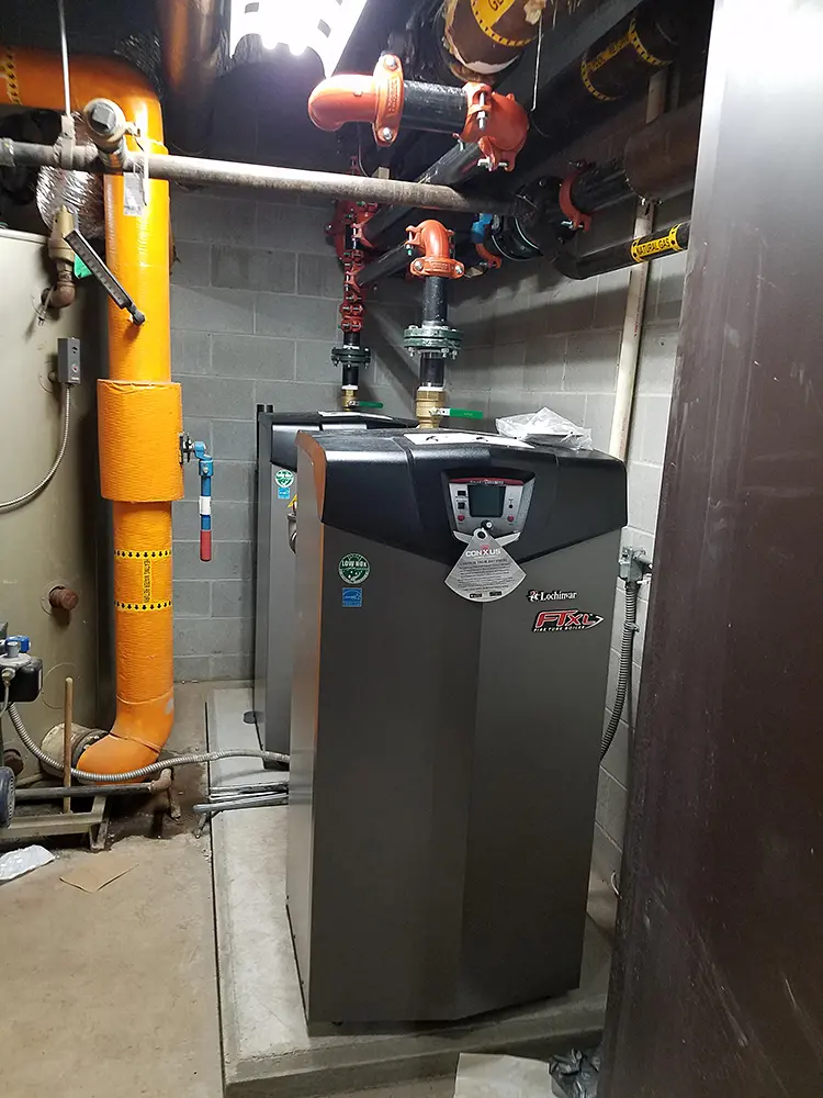 Energy-efficient boiler system installation