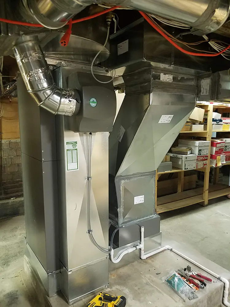 Humidifier installation for improved air quality